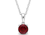 1.00 Carat (ctw) Garnet Solitaire Pendant Necklace in Sterling Silver with Chain